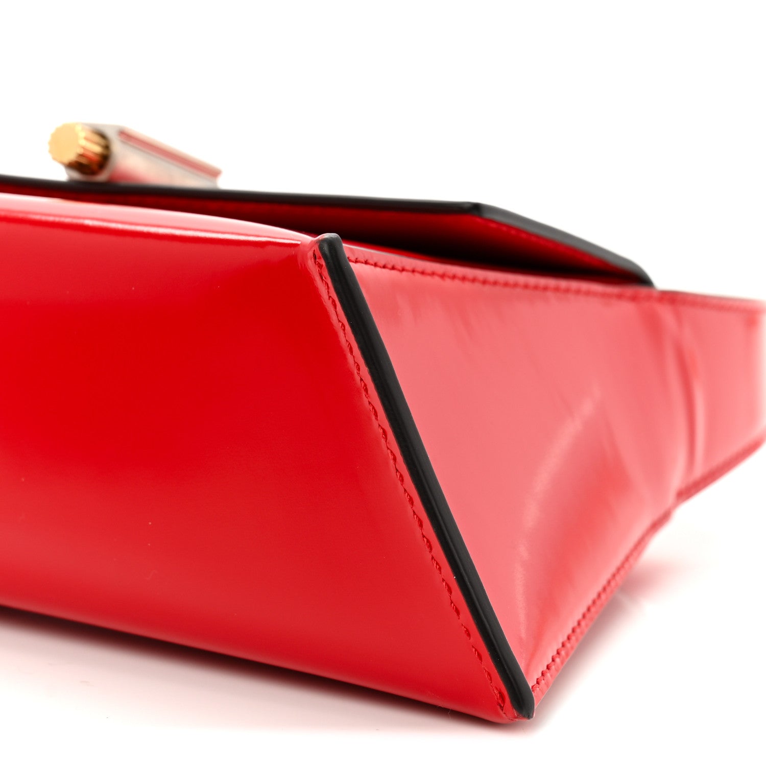 Brushed Calfskin Small Geometric Prisma Shoulder Bag Flame Red