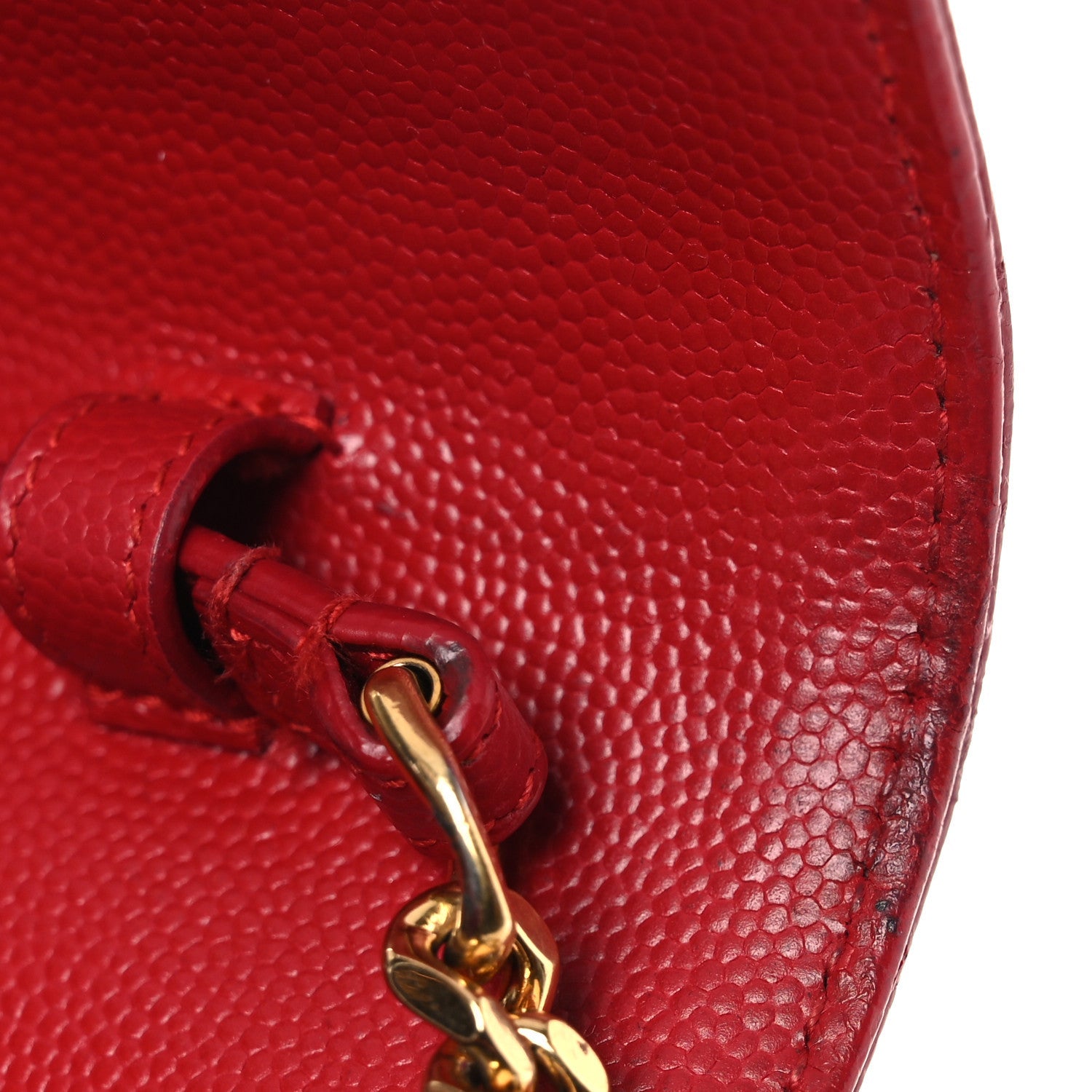 Grain De Poudre Matelasse Chevron Monogram Chain Wallet Red