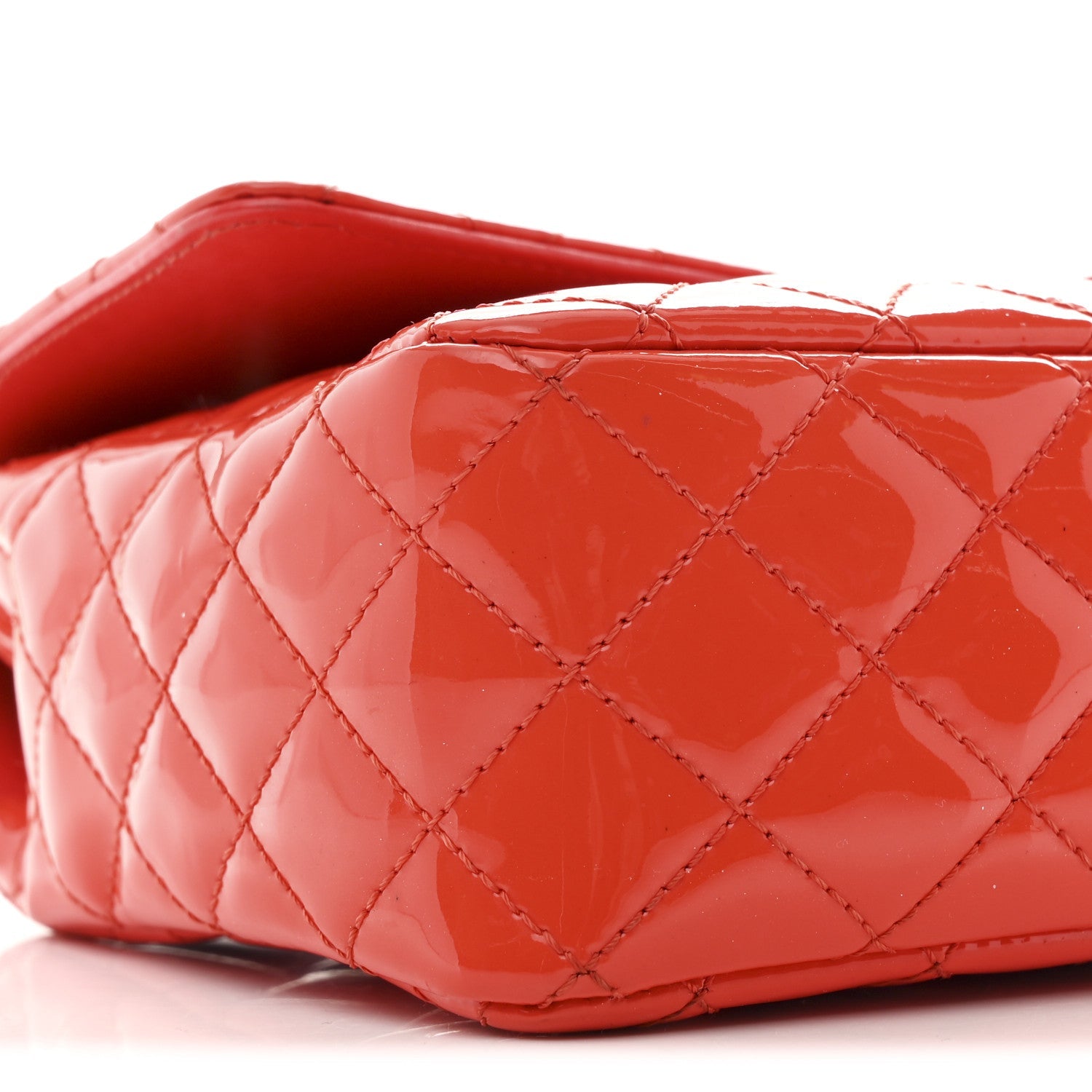 Patent Calfskin Quilted Valentine Charms Medium Single Flap Red