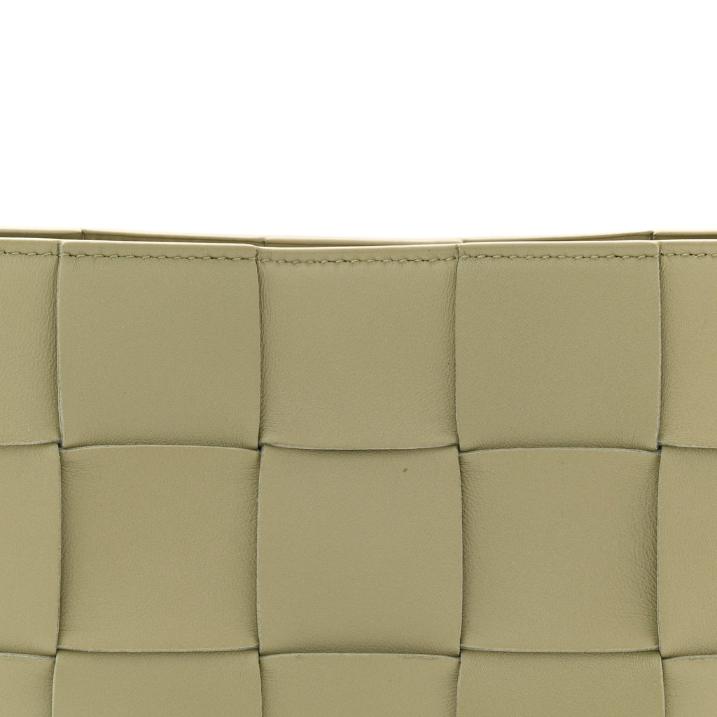 Calfskin Maxi Intrecciato Cassette Pouch On Strap Travertine