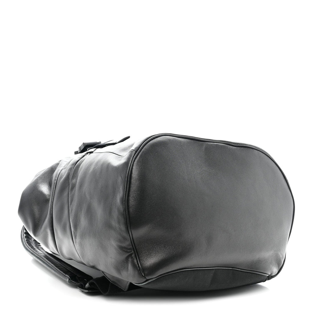 Lambskin Logo Debossed Backpack Black