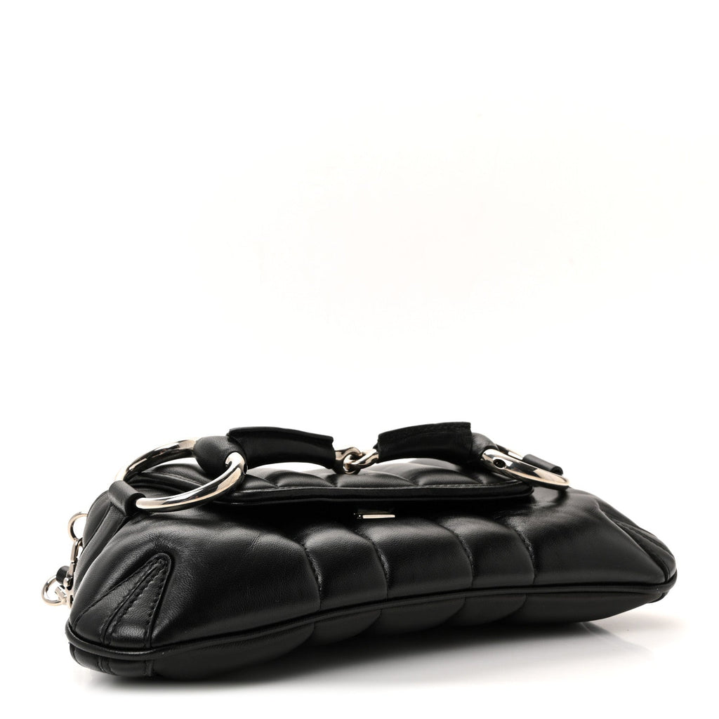 Nappa Vertical Matelasse Small Maxi Horsebit Chain Shoulder Bag Black