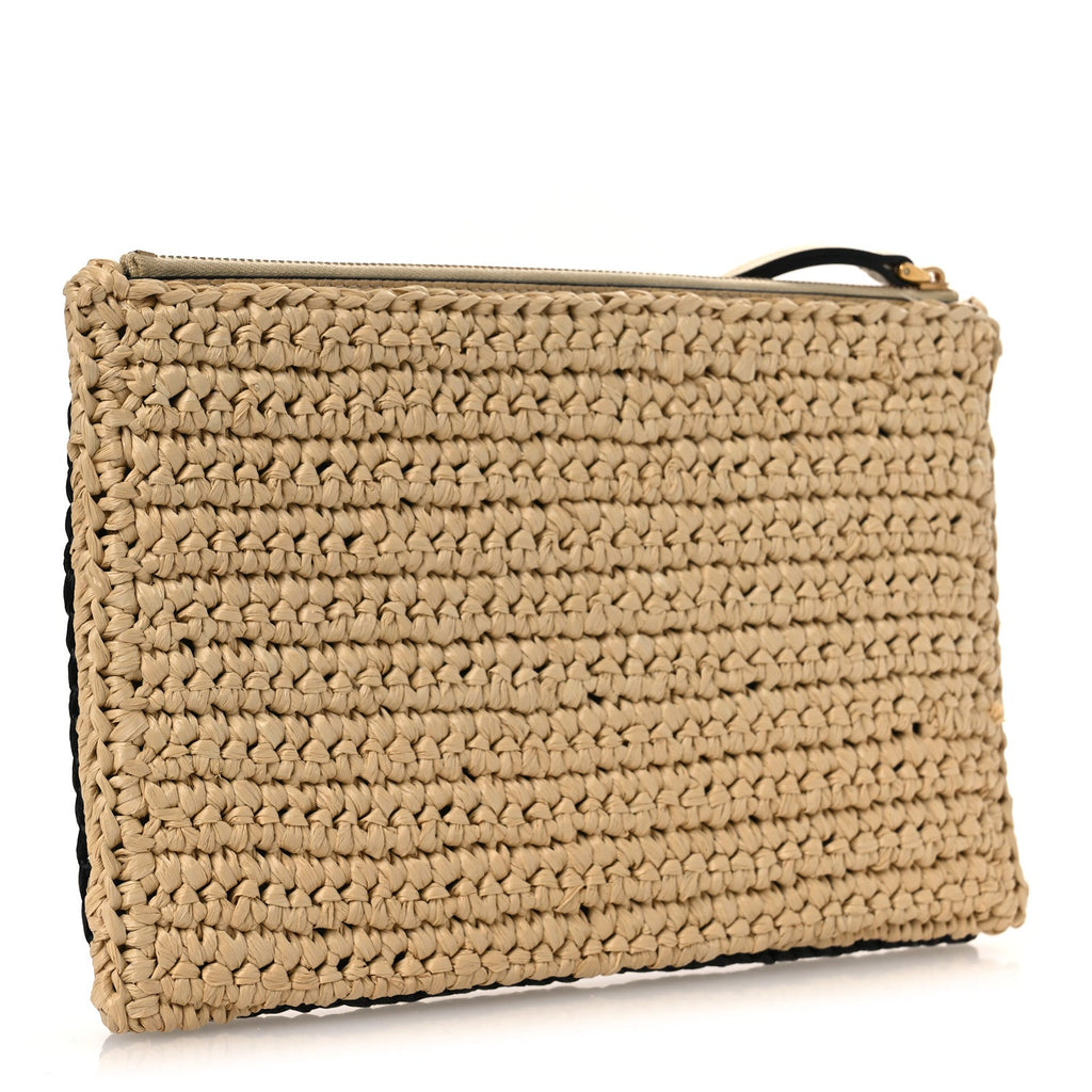 Raffia Viva Superstar Clutch Naturale Black