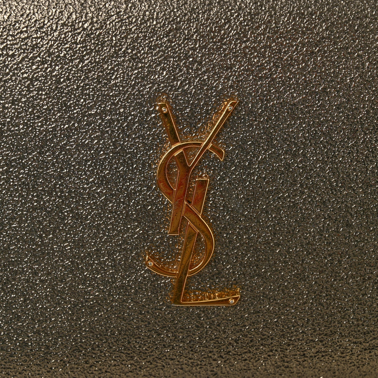 Grained Metallic Calfskin Monogram Chain Wallet Bronze