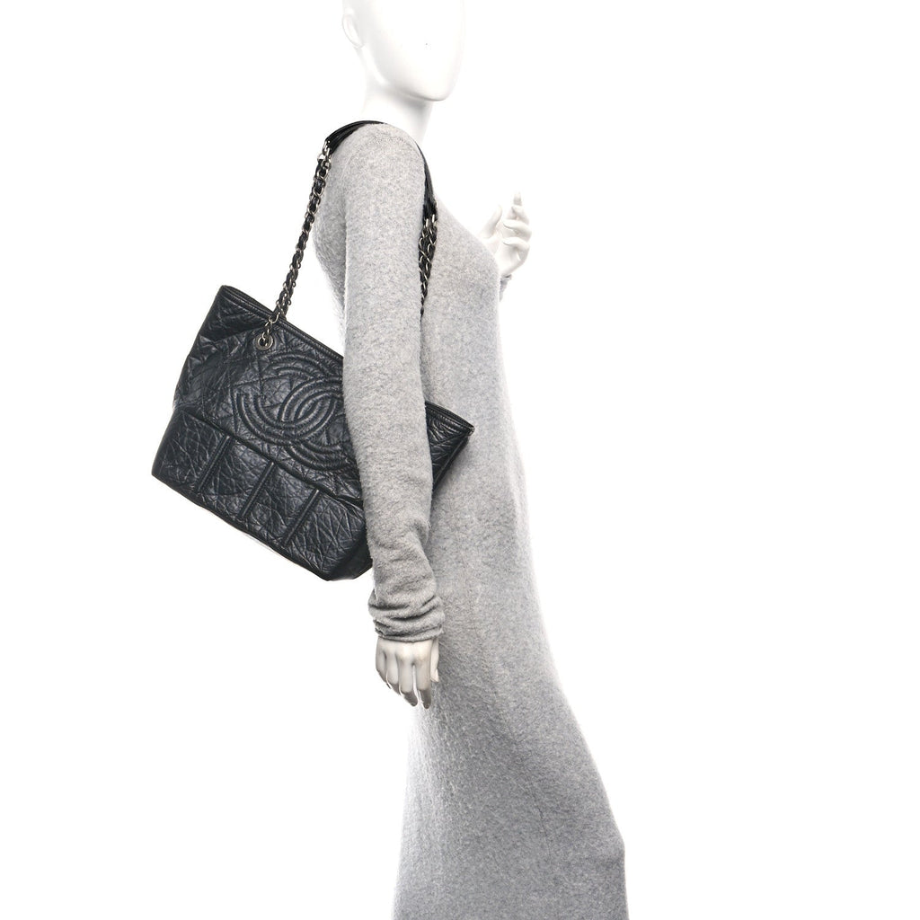 Aged Calfskin Small Shopping in Moscow Tote Black