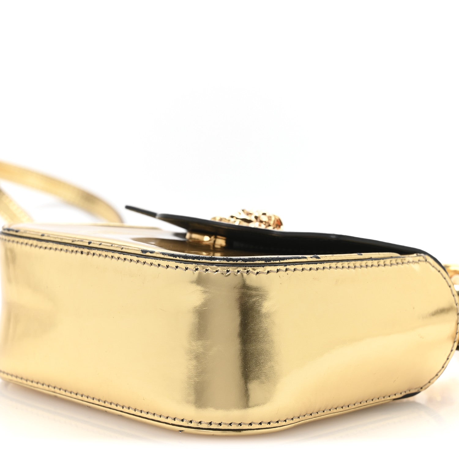 Metallic Calfskin Mini La Medusa Bag Gold