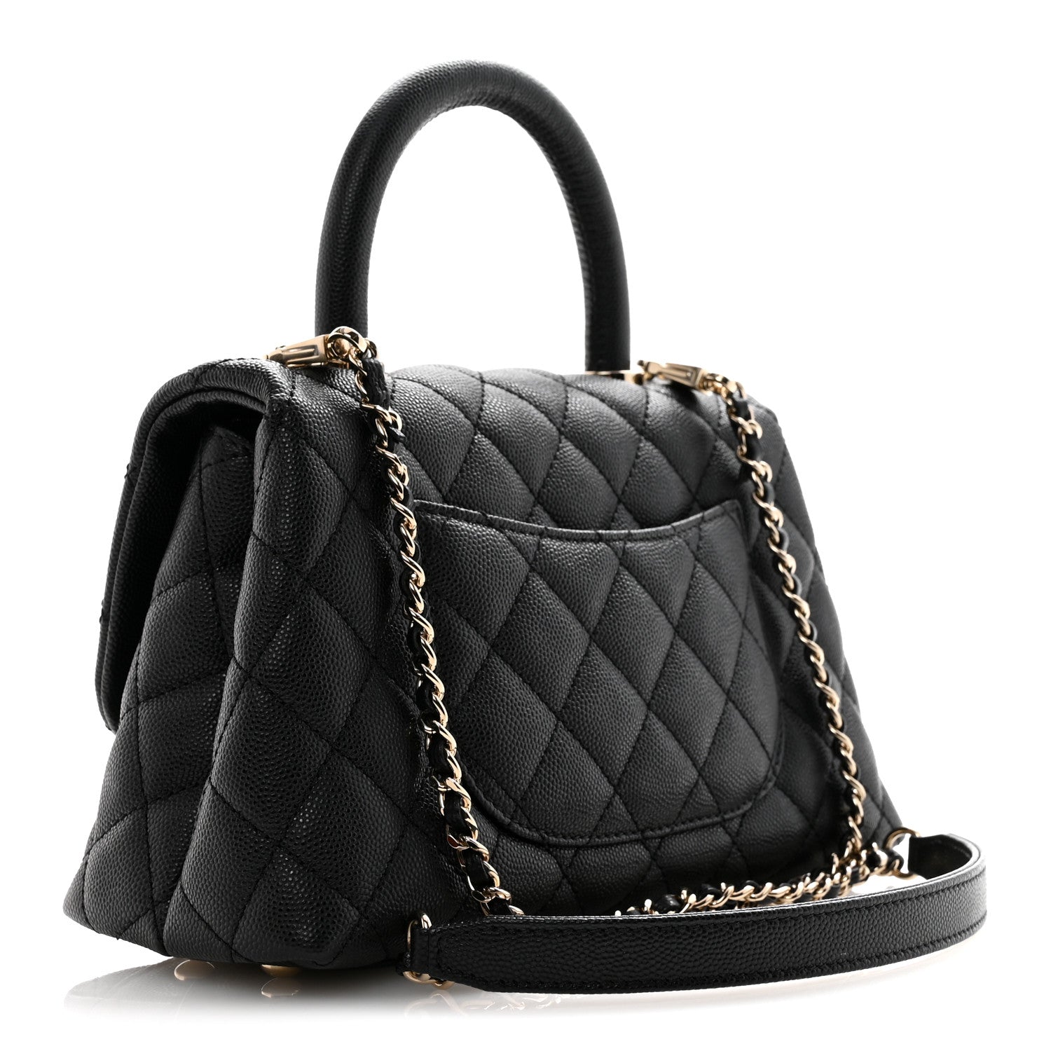 Caviar Quilted Mini Coco Handle Flap Black