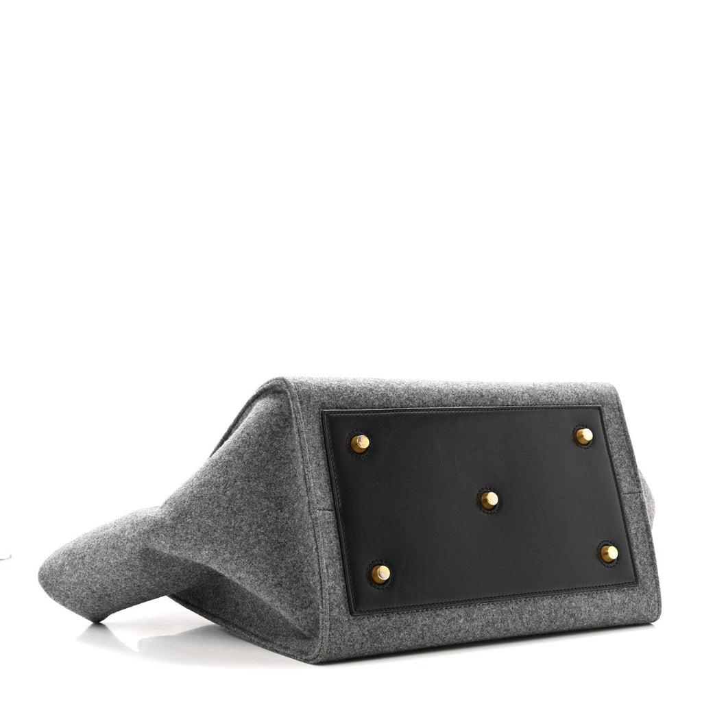 Felt Calfskin Medium Tie Knot Tote Grey Black