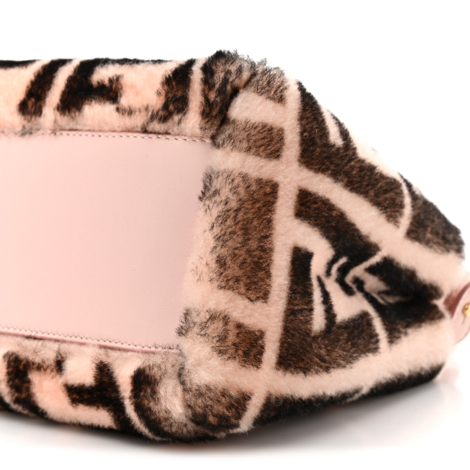 Shearling Nappa Macro FF 1974 Mini Peekaboo Iconic Satchel White Ice Cuoio Miele Scuro