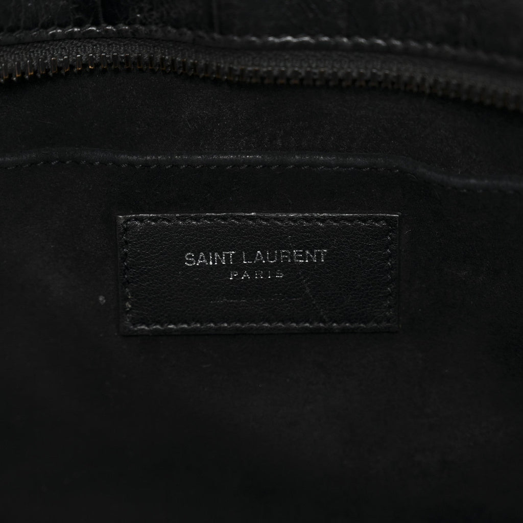 Calfskin Crocodile Embossed Small Monogram Cabas Black