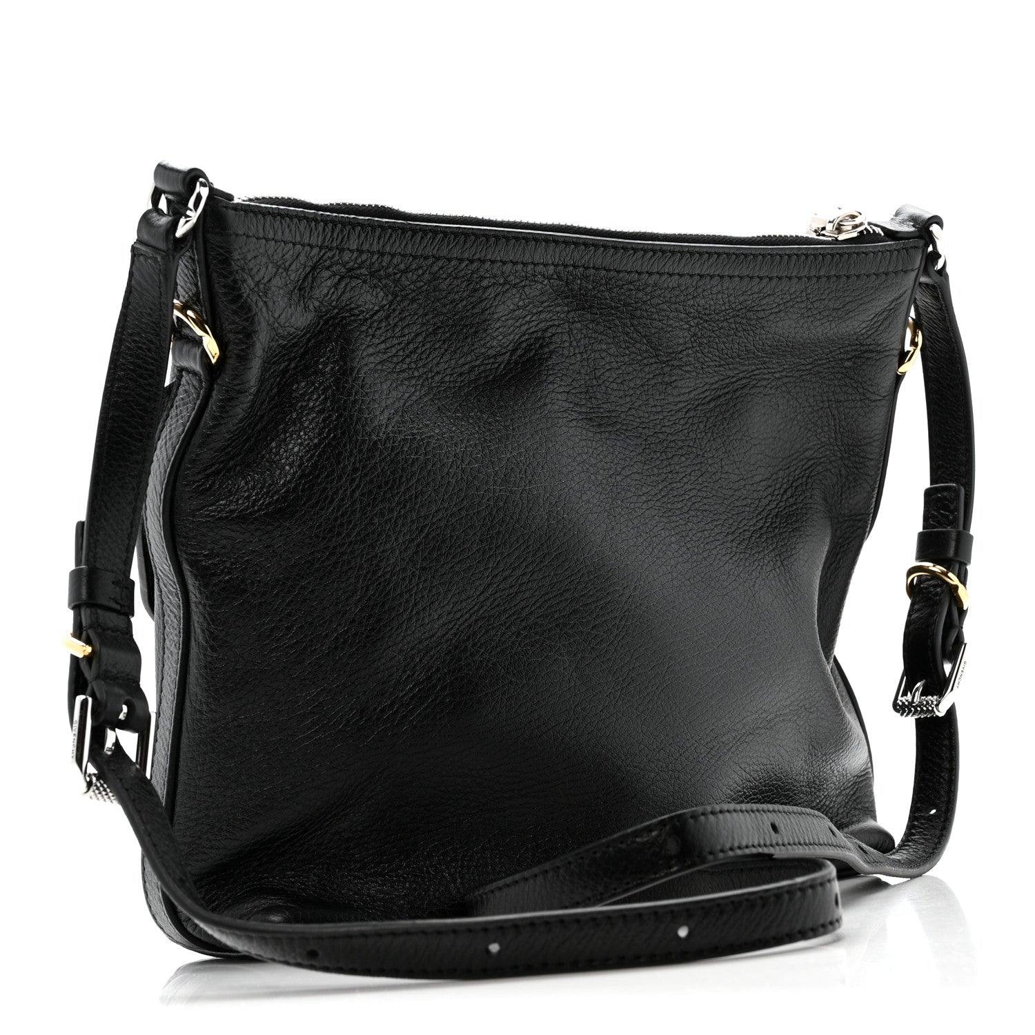 Crinkled Calfskin Small Voyou Bag Black