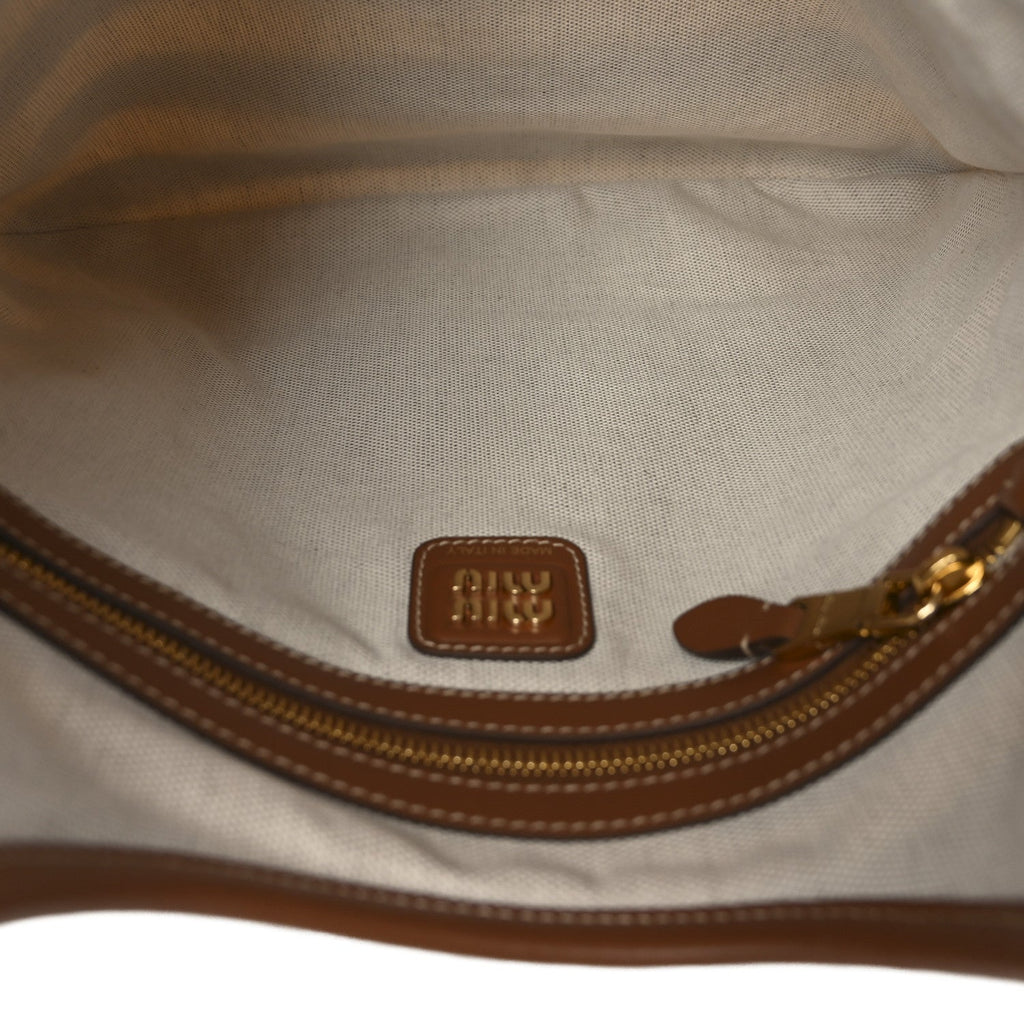 Canvas Calfskin Striped Ivy  Cacao Naturale