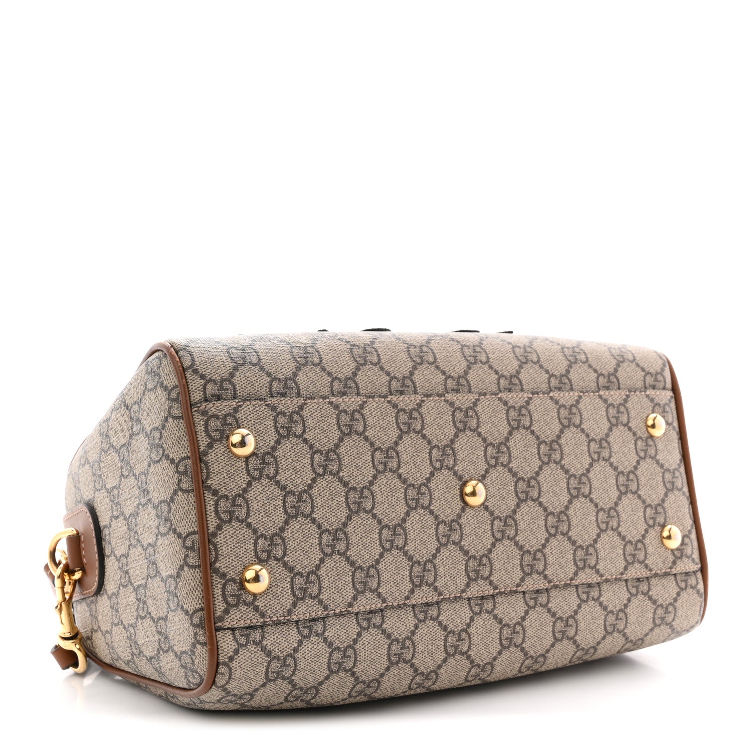 GG Supreme Monogram Floral Embroidered Small Boston Brown