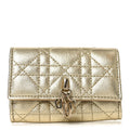 Metallic Lambskin Cannage My Dior Glycine Wallet Gold