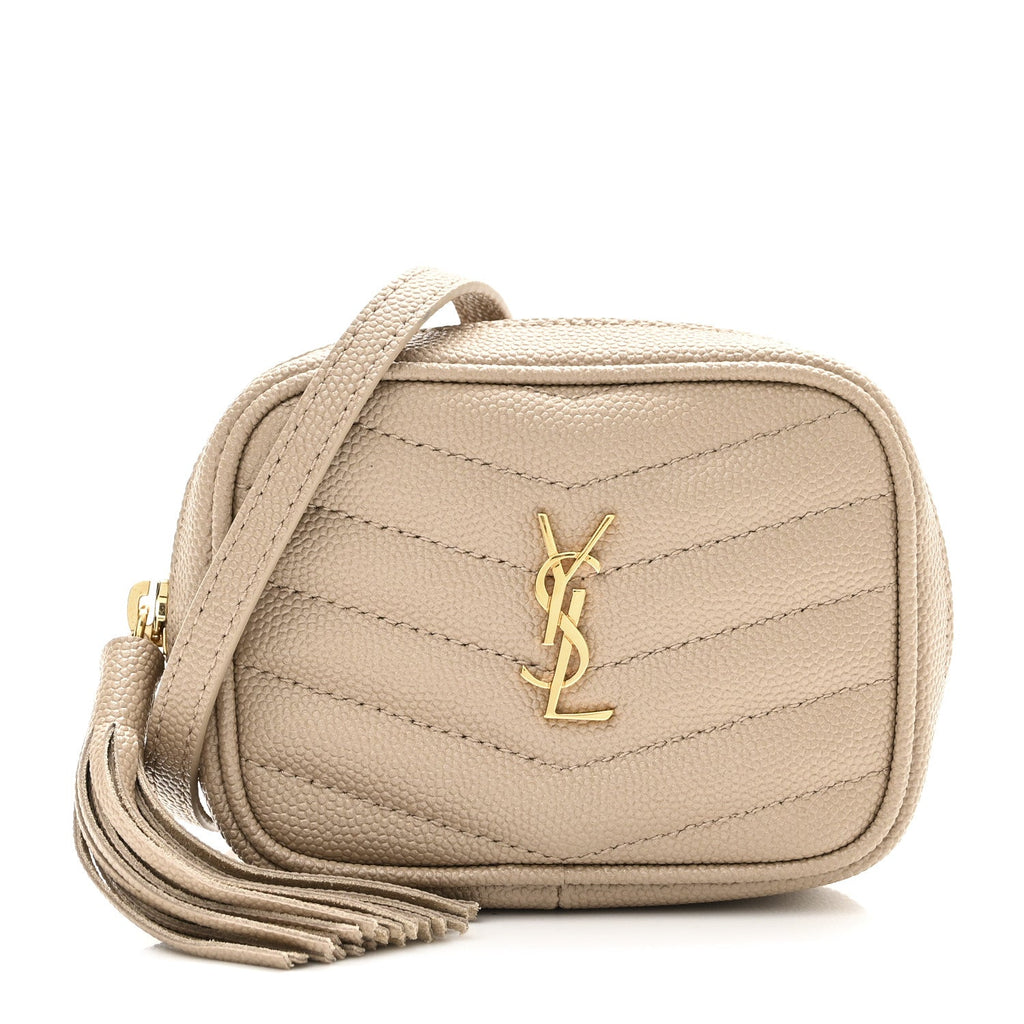 Grain De Poudre Matelasse Monogram Baby Lou Camera Bag Dark Beige