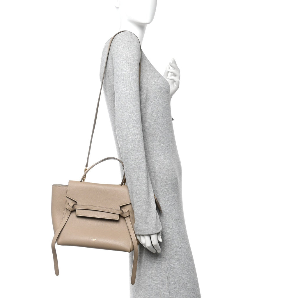 Grained Calfskin Micro Belt Bag Light Taupe