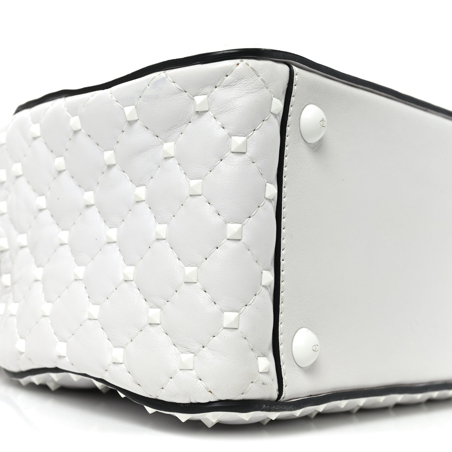 Lambskin Free Rockstud Spike Bowling Bag White