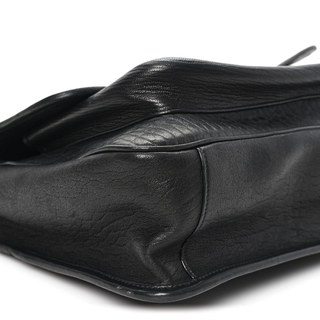 Grained Lambskin Monogram Large Niki Chain Satchel Black