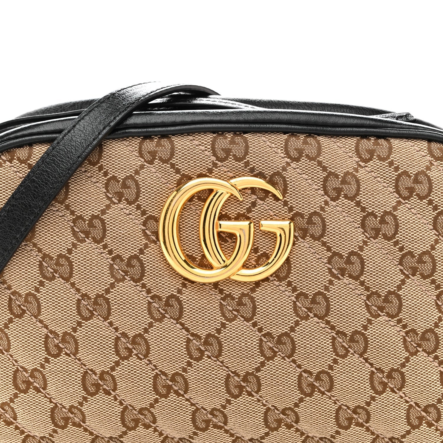 Monogram Matelasse Diagonal Small GG Marmont Chain Shoulder Bag Beige Black