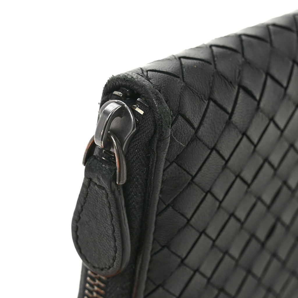 Nappa Intrecciato Zip Around Wallet Black