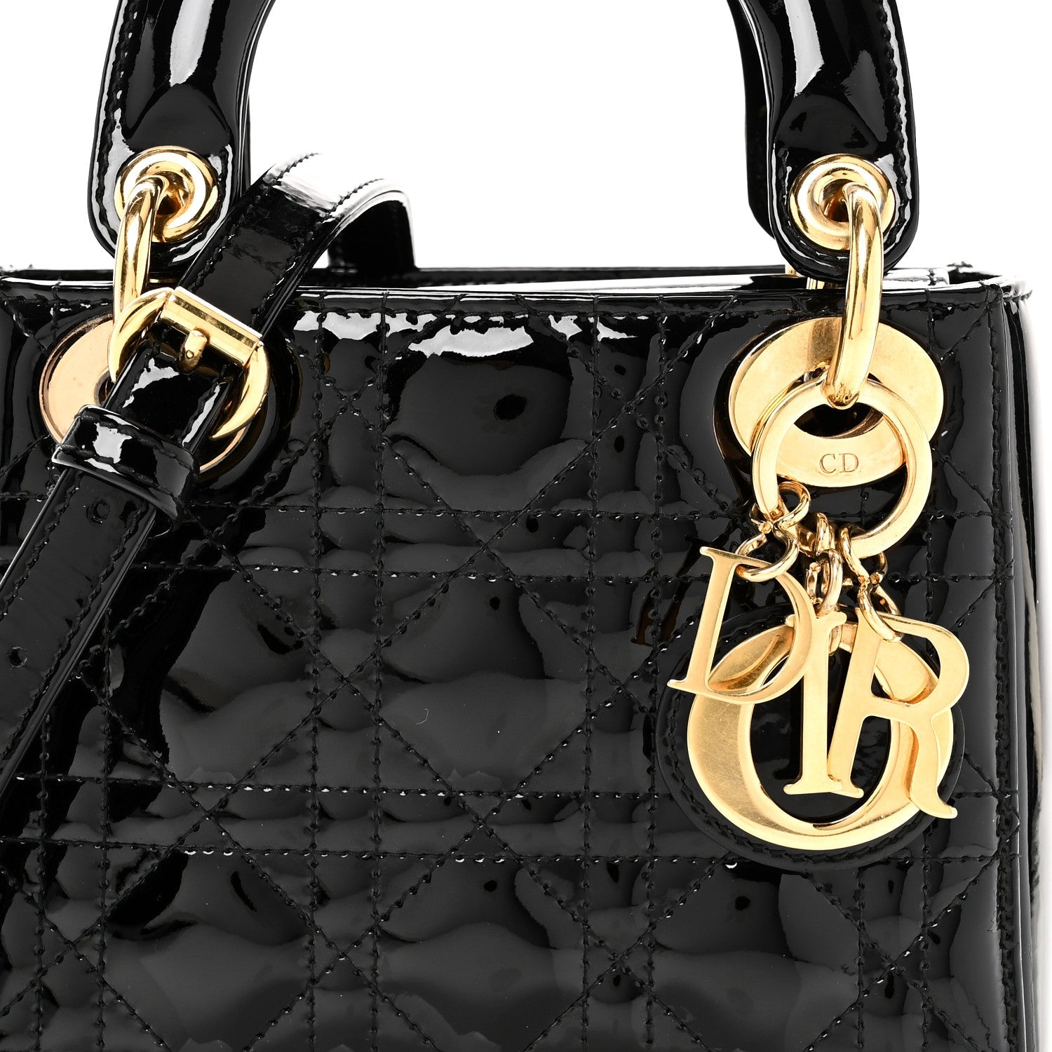 Patent Cannage Mini Lady Dior Black