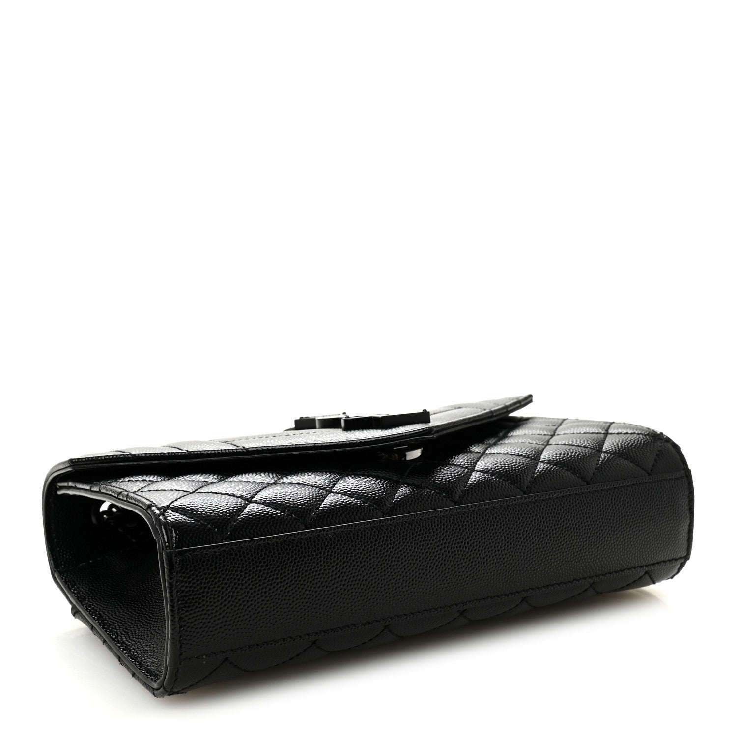 Grain De Poudre Textured Mixed Matelasse Triquilt Small Monogram Monochrome Satchel Black