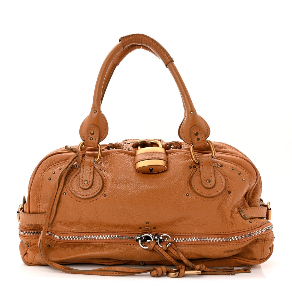 Calfskin Large Paddington Satchel Beige
