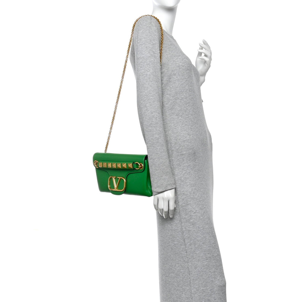 Nappa Stud Sign Shoulder Bag Ultra Green