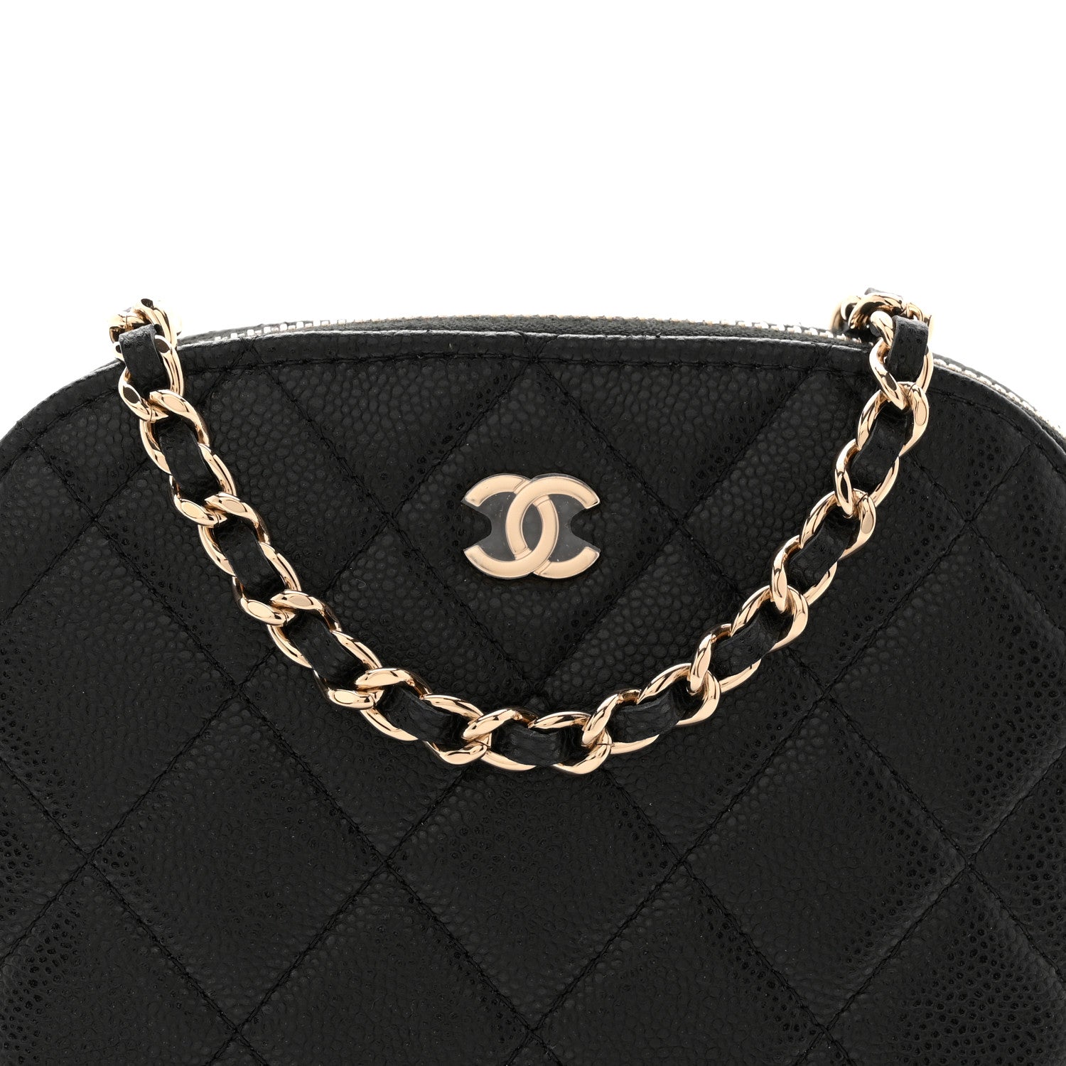Caviar Quilted Classic Clutch With Chain Black