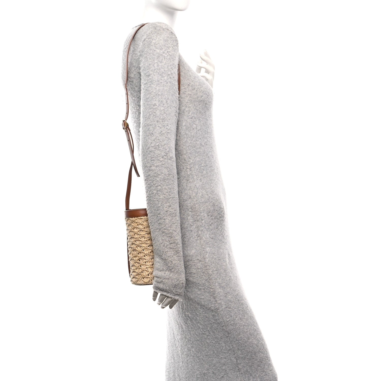 Raffia Calfskin Bottle Holder Naturale