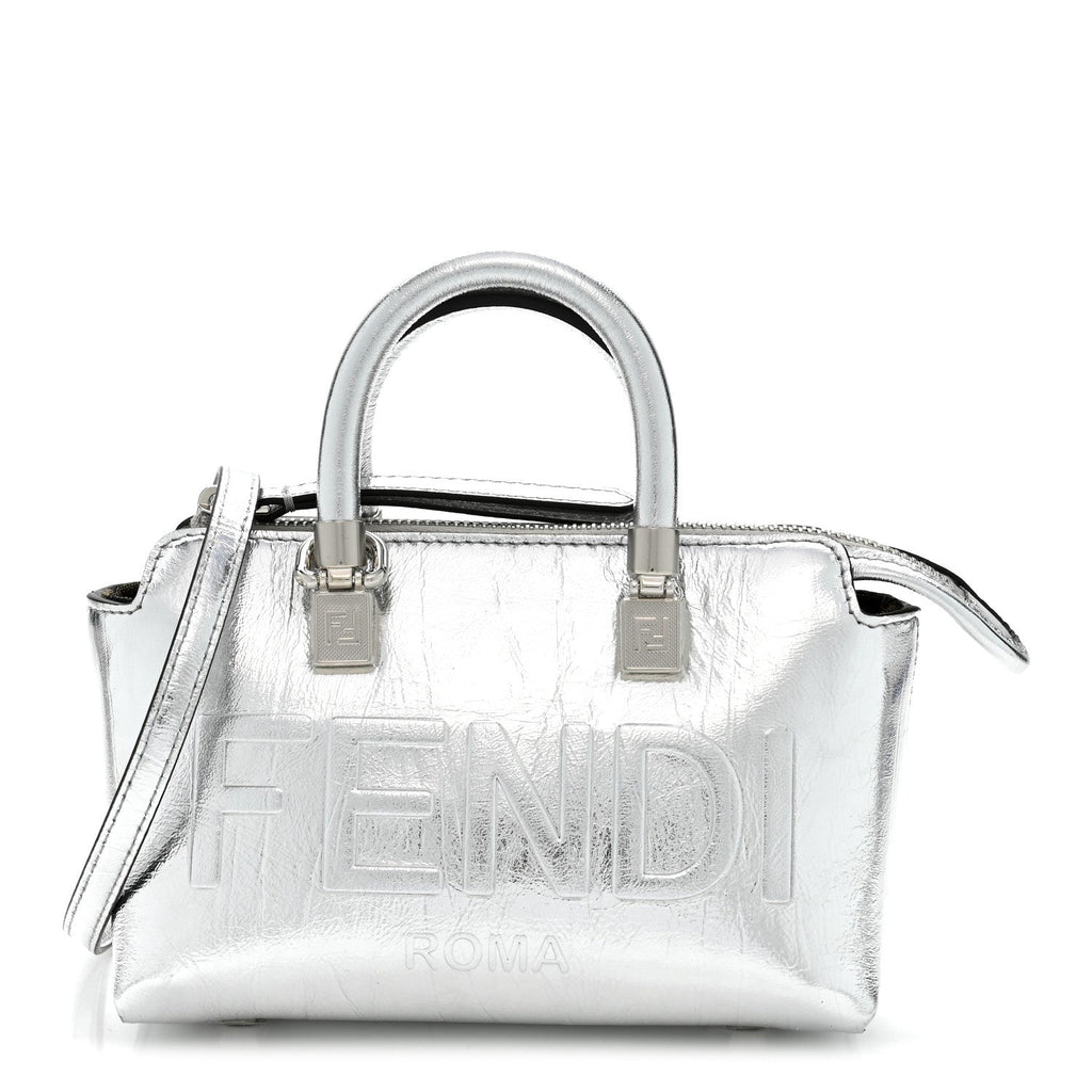 Rock Millenium Logo Embossed Mini By The Way Top Handle Boston Bag Argento