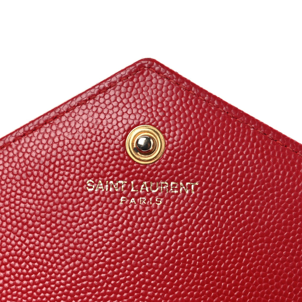 Grain De Poudre Matelasse Chevron Monogram Chain Wallet Red