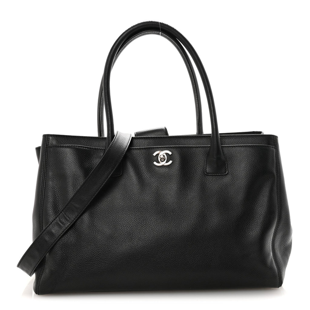 Calfskin Cerf Executive Shopper Tote Black