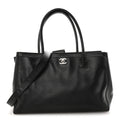 Calfskin Cerf Executive Shopper Tote Black