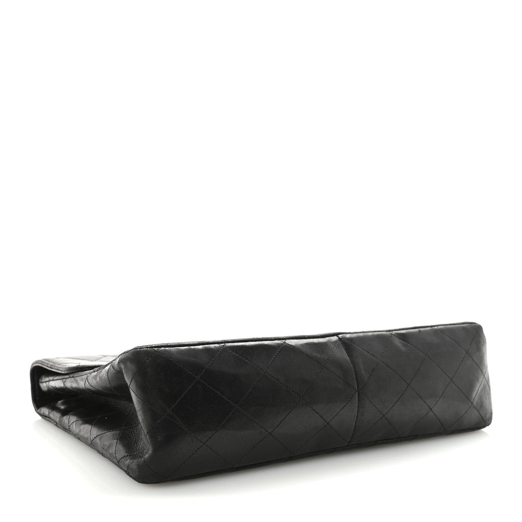 Lambskin Quilted XL Jumbo Single Flap Black