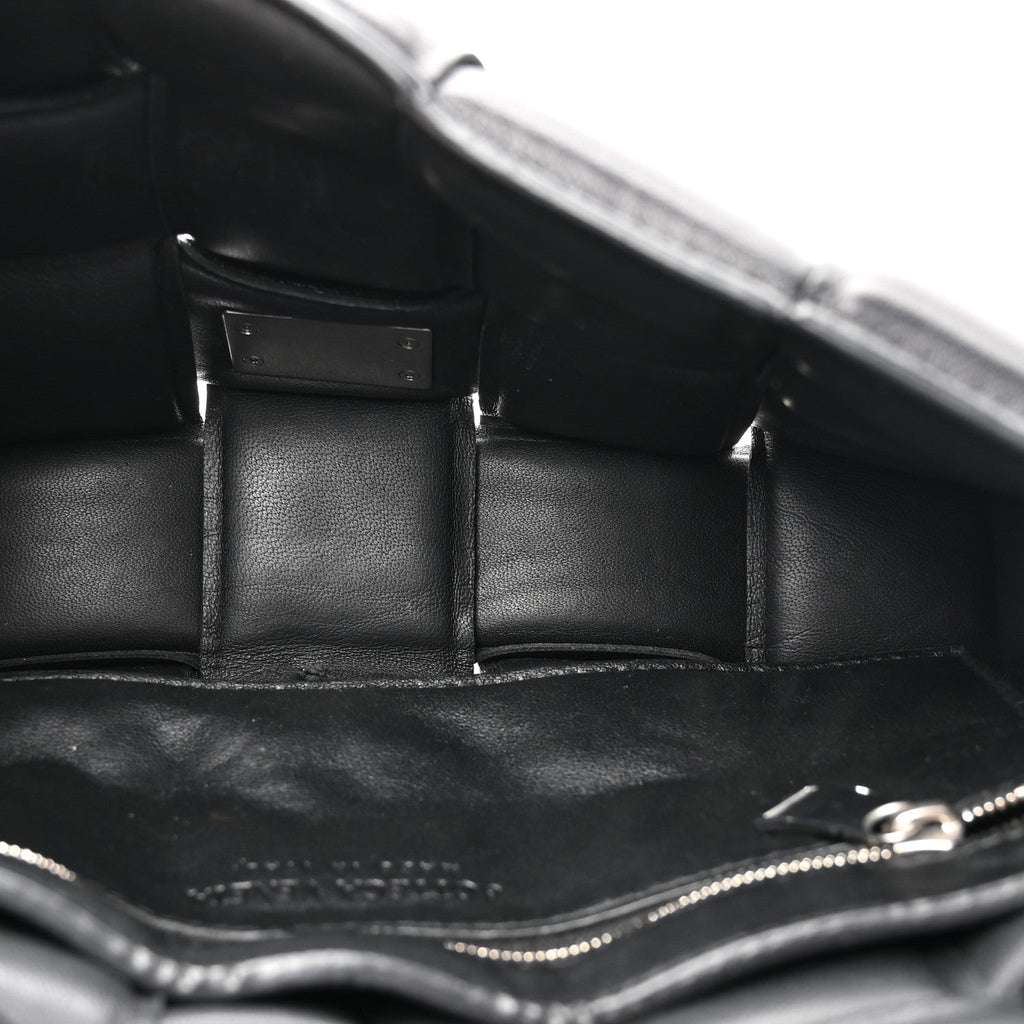Lambskin Maxi Intreccio Padded Chain Cassette Crossbody Bag Black