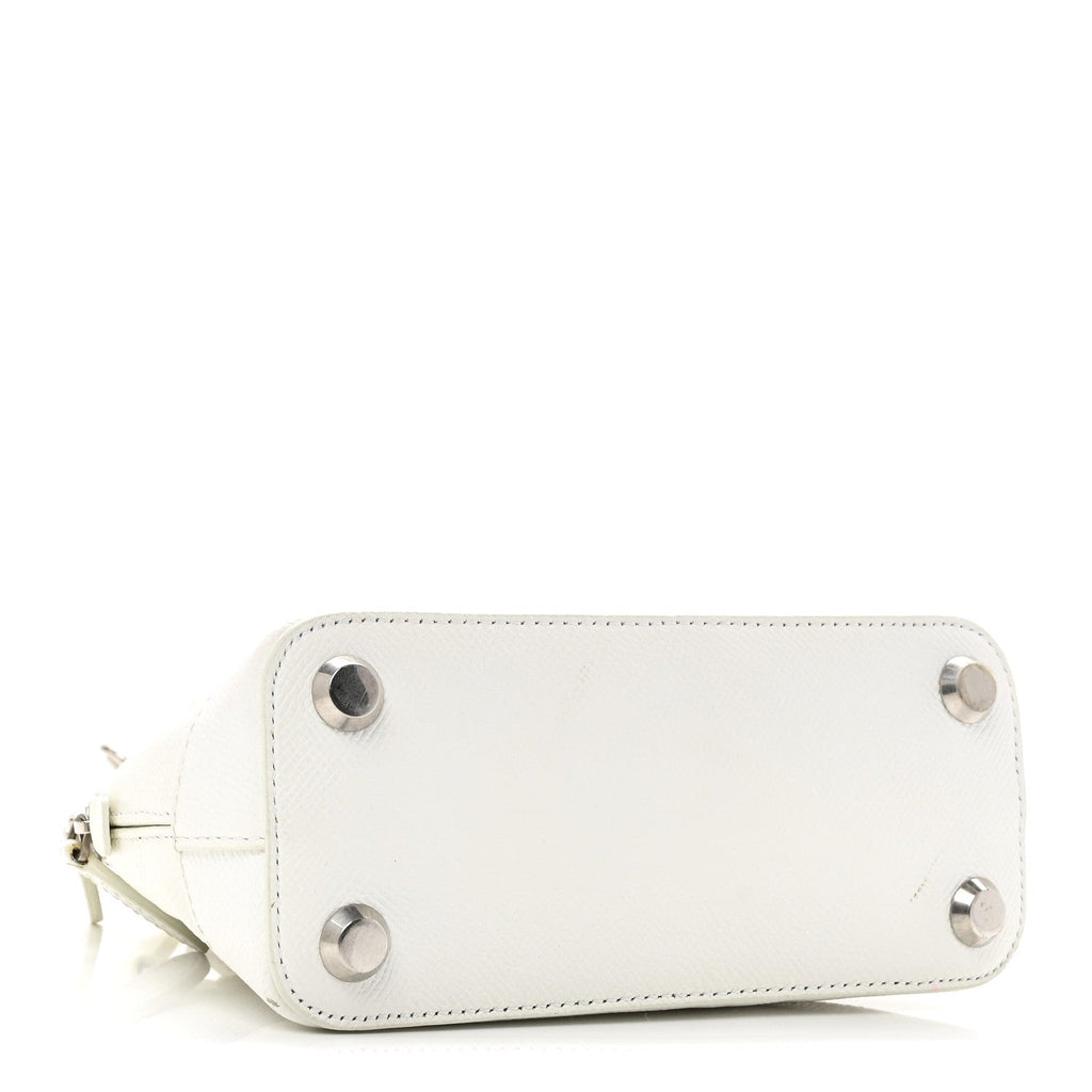 Grained Calfskin XXS Ville Top Handle Bag White Black