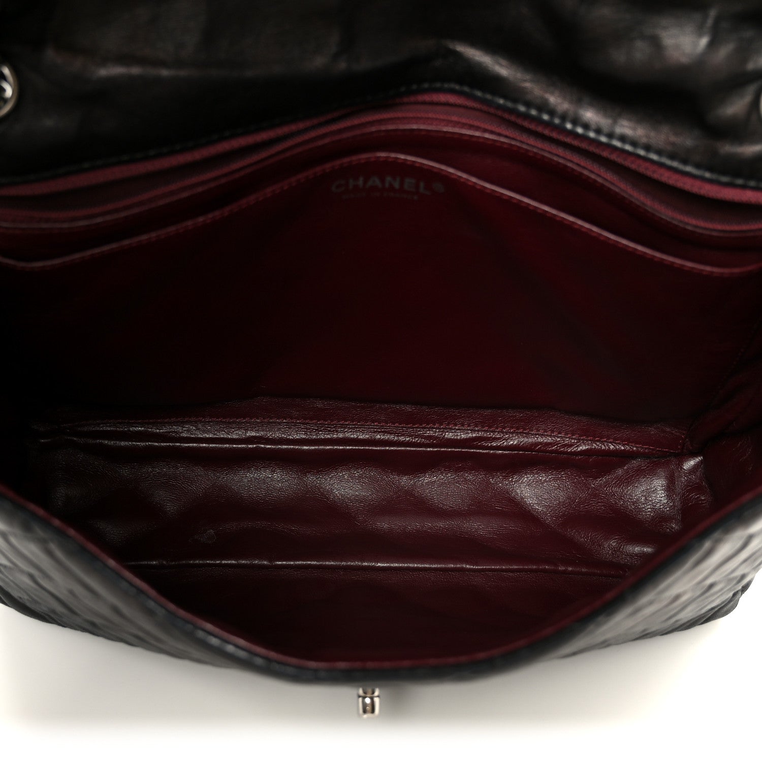 Washed Lambskin Quilted Maxi Single Flap Black