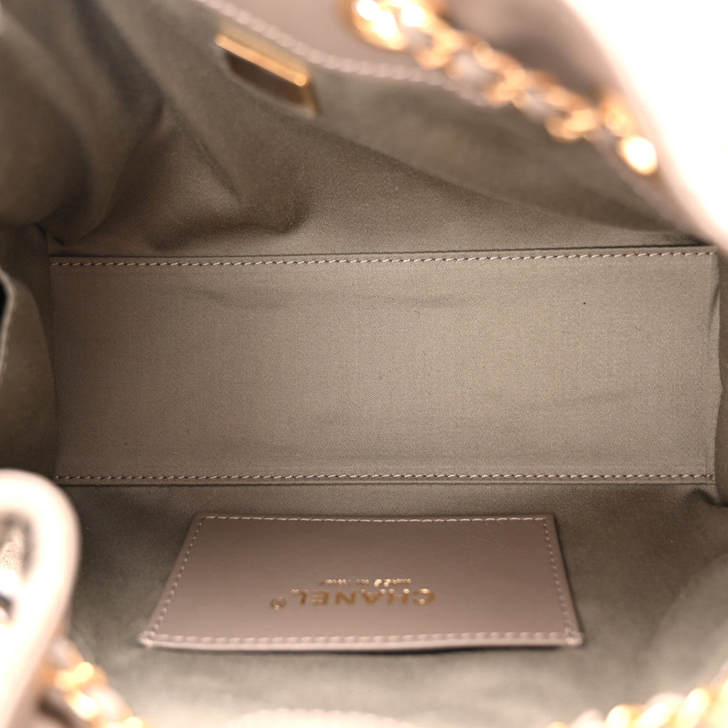 Suede Quilted Mini Chanel 25 Handbag Dark Grey