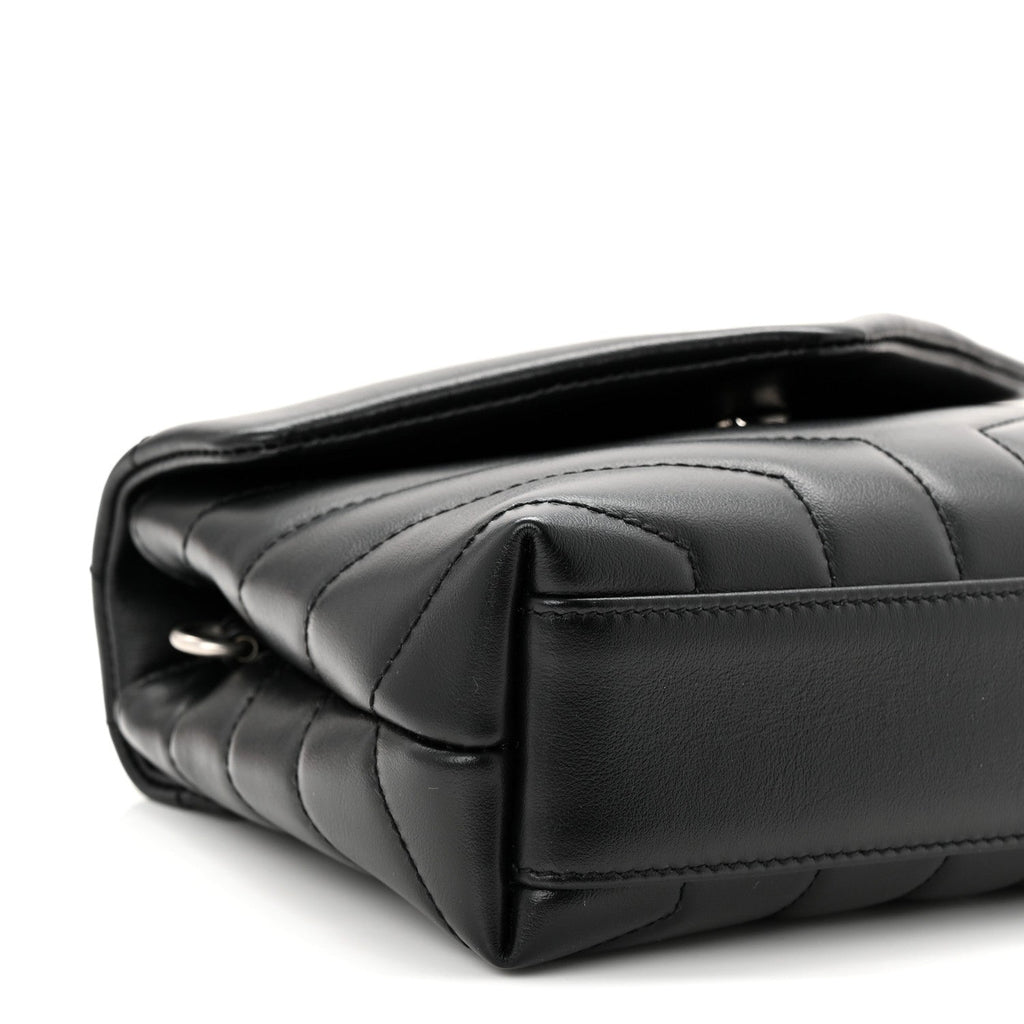 Calfskin Y Quilted Monogram Toy Loulou Crossbody Bag Black