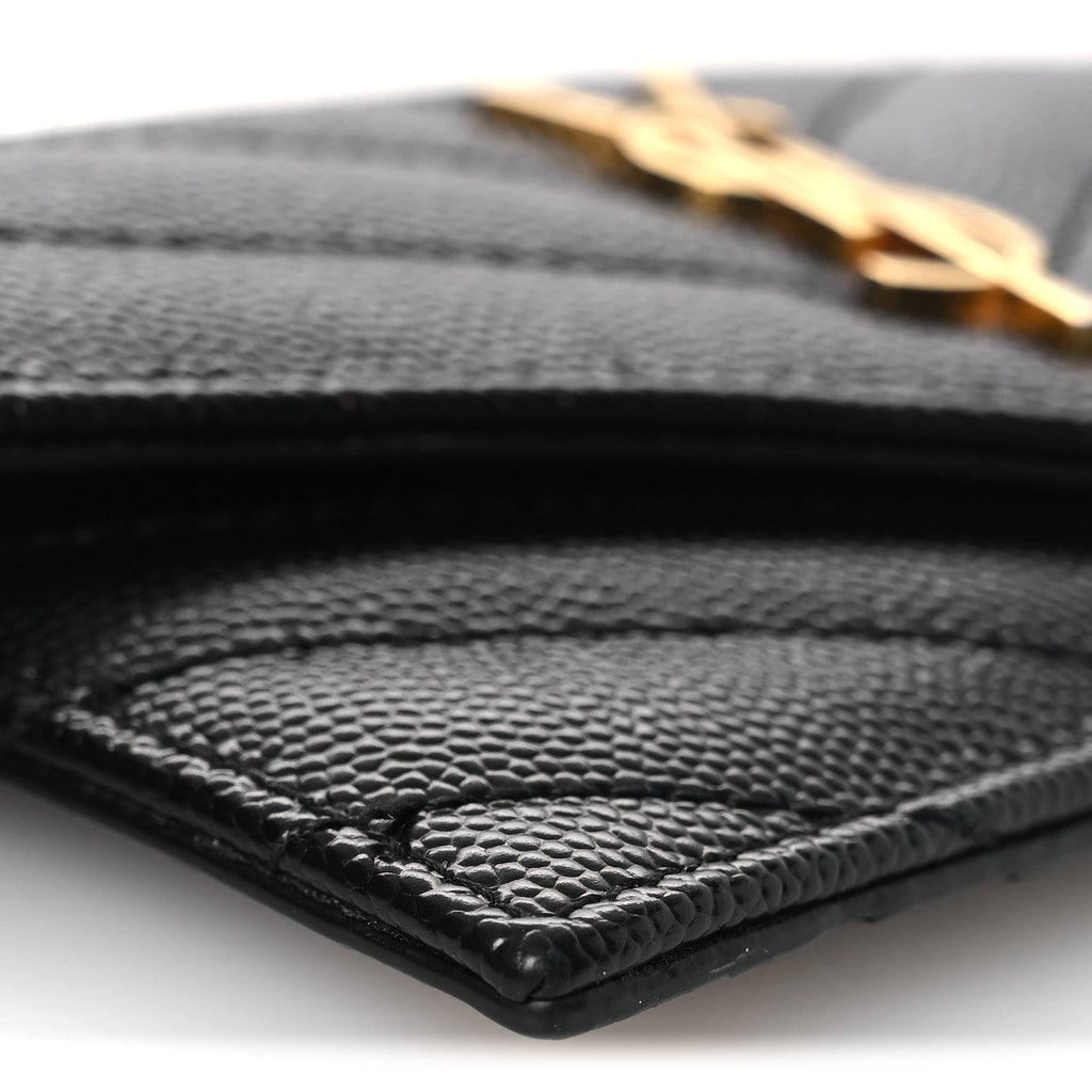 Grain De Poudre Matelasse Chevron Monogram Compact Wallet Black