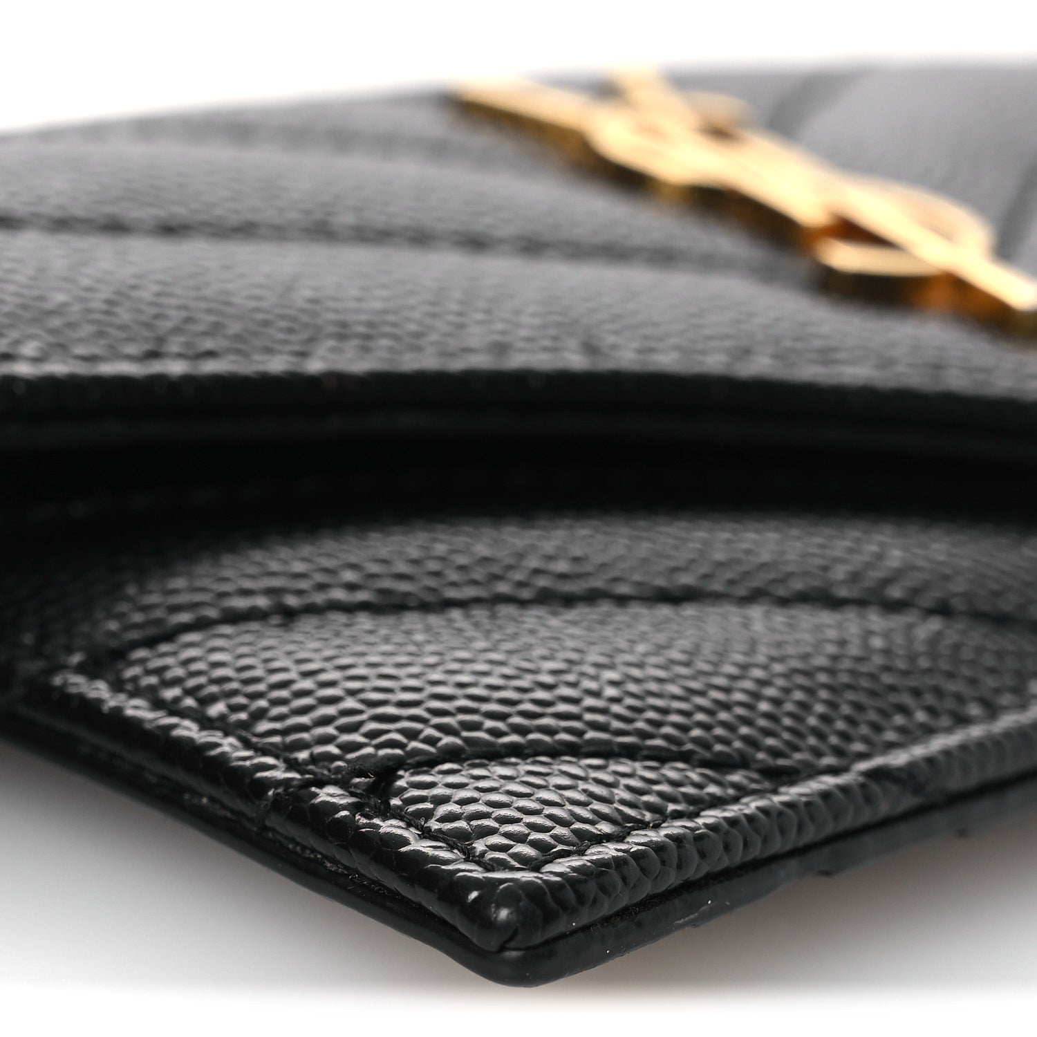 Grain De Poudre Matelasse Chevron Monogram Compact Wallet Black