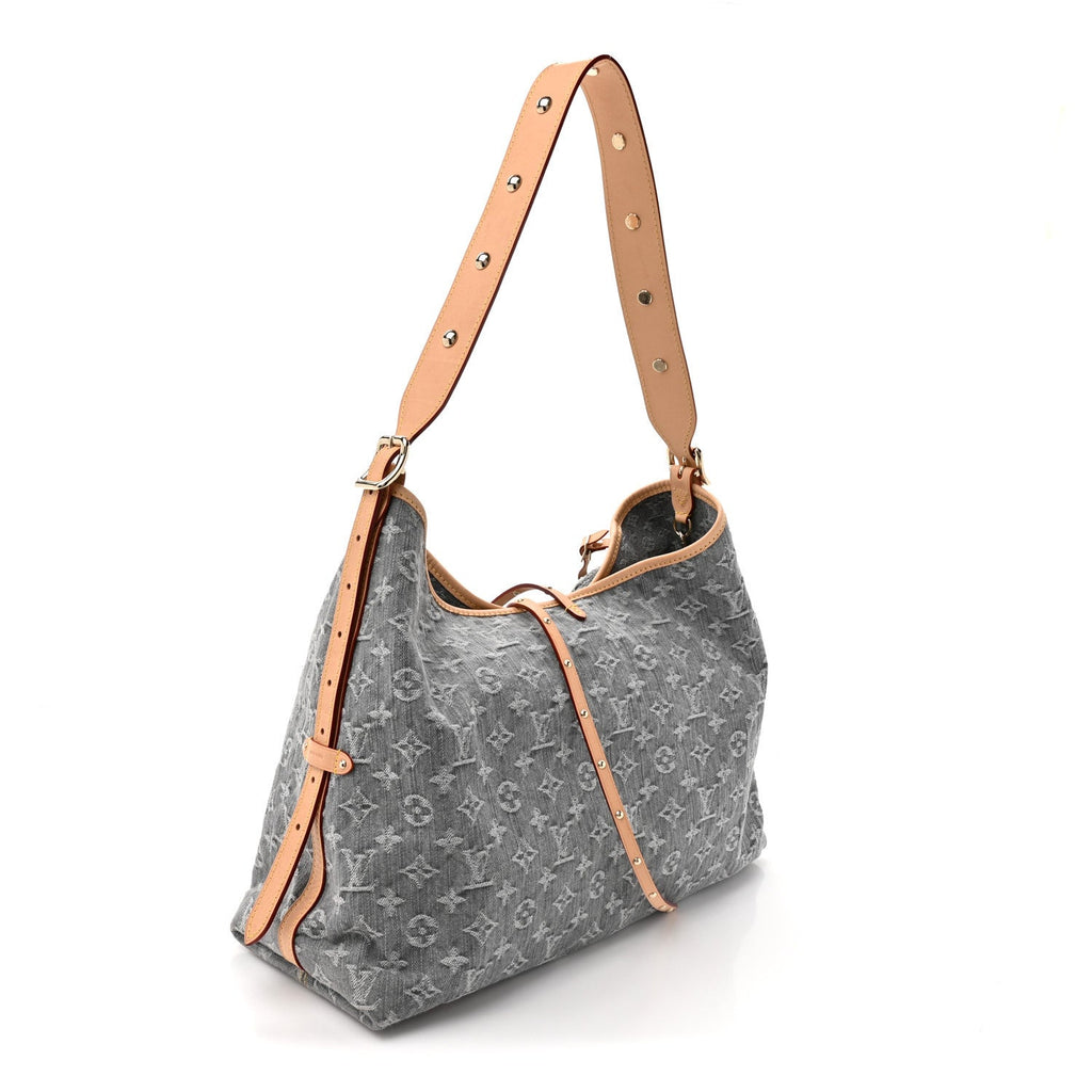 Monogram Denim CarryAll MM Washed Grey