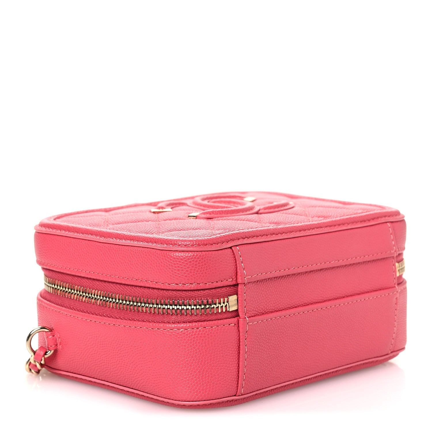 Caviar Quilted Small CC Filigree Vanity Case Pink