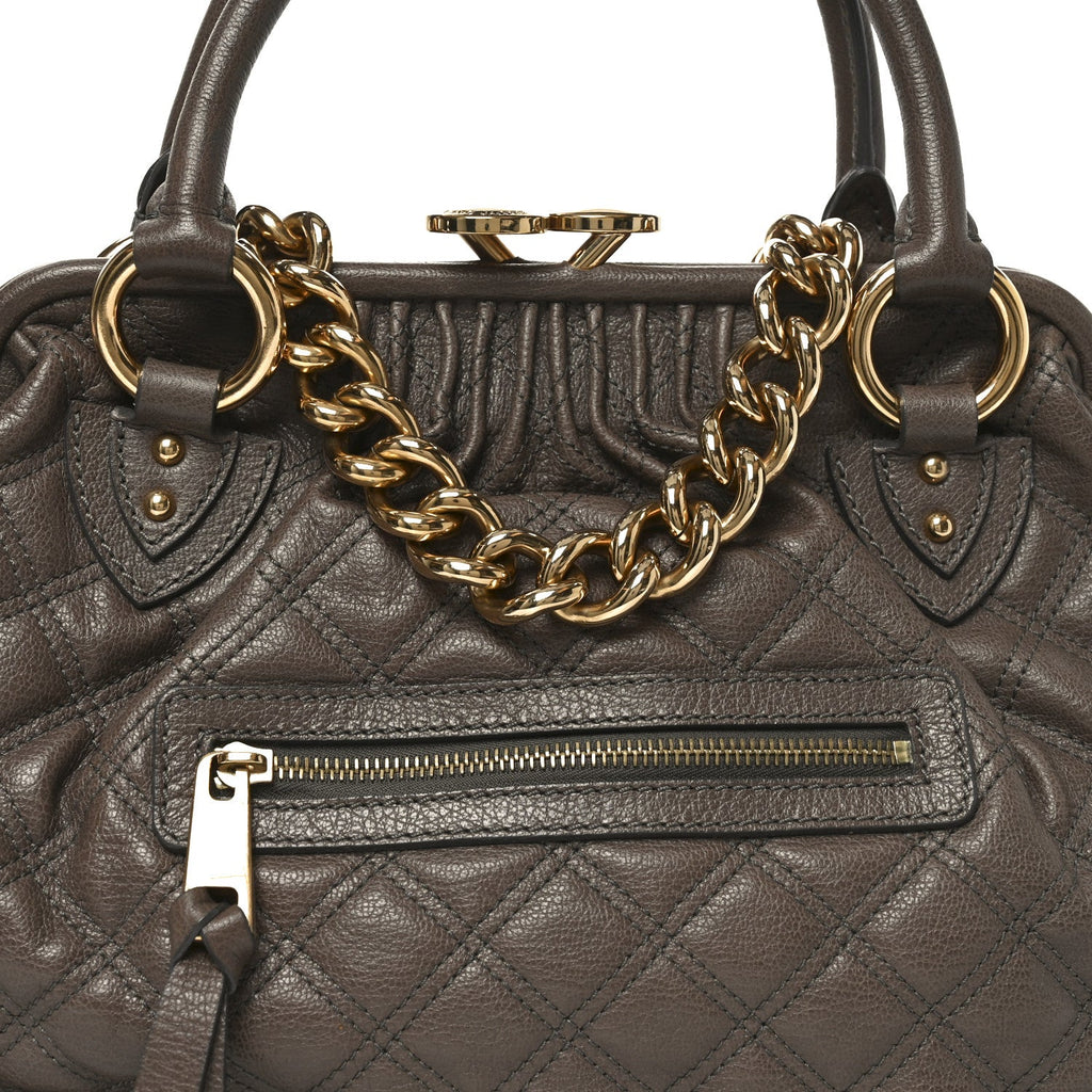 Calfskin Quilted Stam Brown