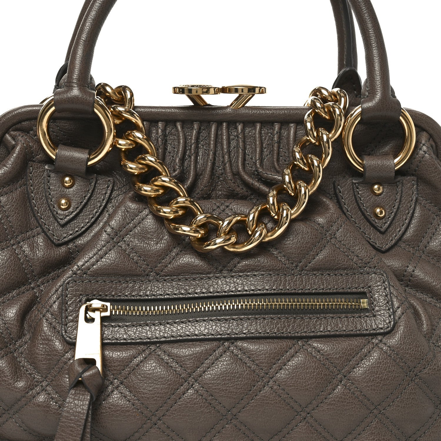 Calfskin Quilted Stam Brown