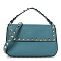 Grainy Calfskin Rockstud Crossbody Pouch Ultra Marine Green