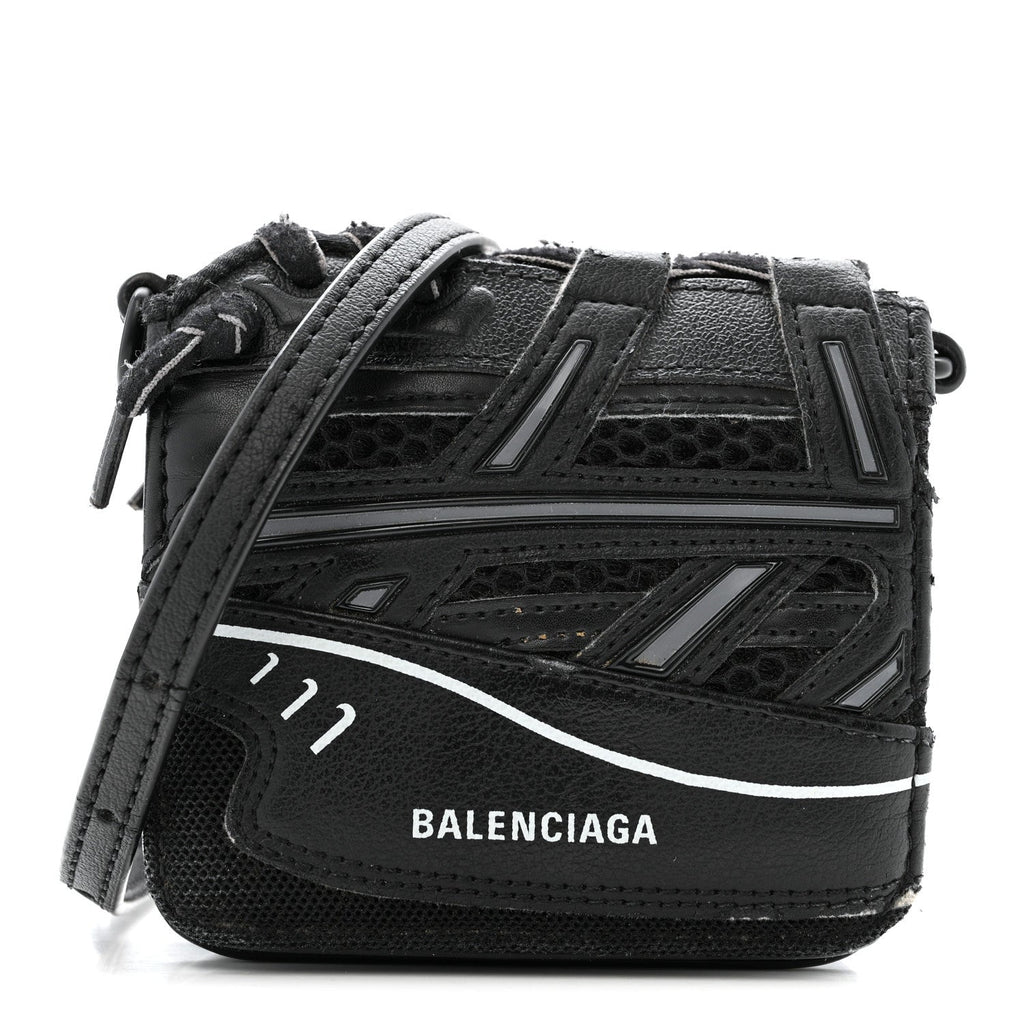 Faux Calfskin Fabric Sneakerhead Crossbody Wallet Black