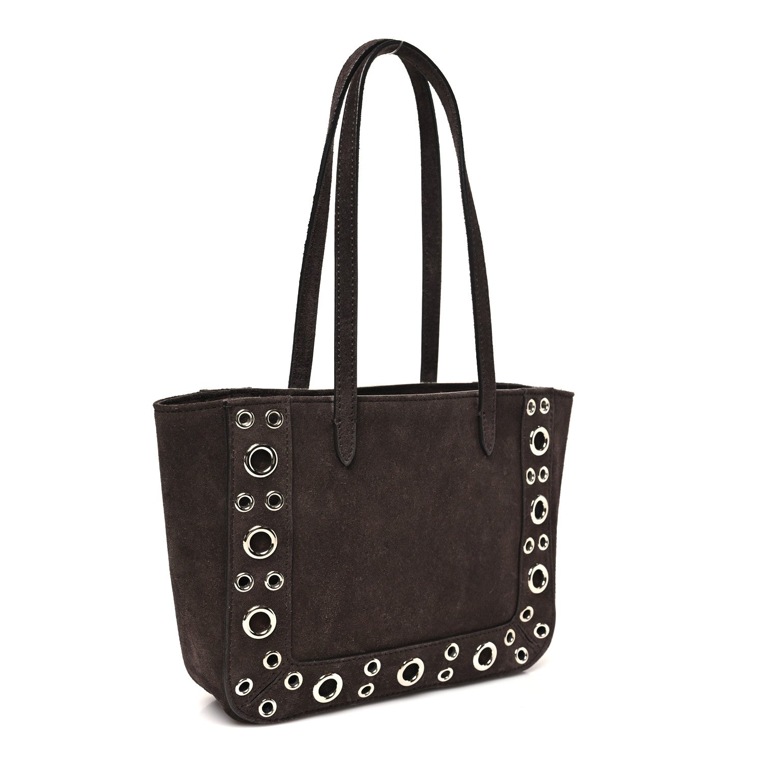 Suede Raffia Woven Studded Embroidered Cherryfic Mini Nellcote Shopping Tote Brown Multicolor