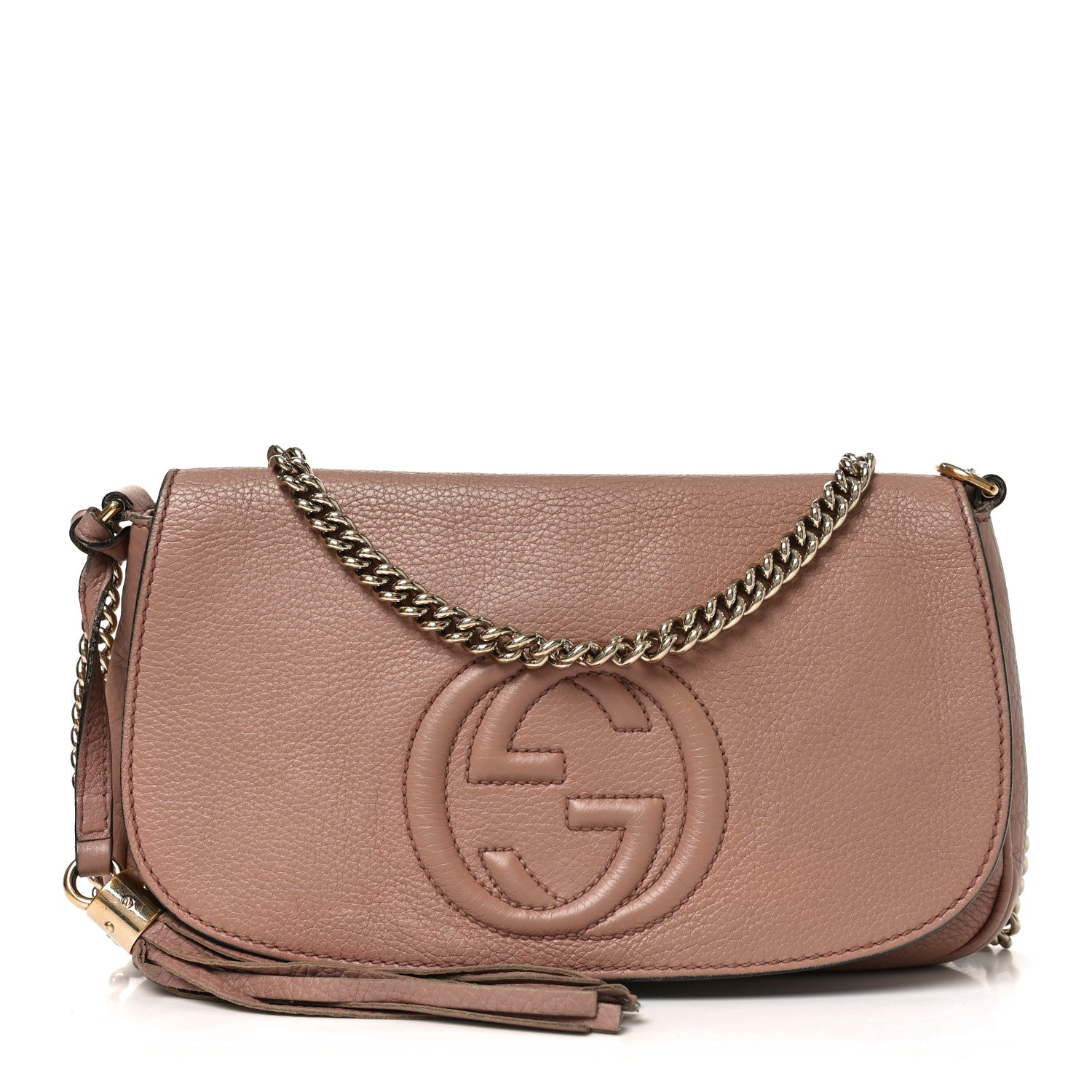 Pebbled Calfskin Medium Soho Flap Crossbody Pale Pink